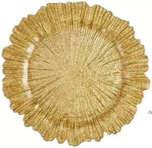 Wholesale 13inch Gold plastic Plates Underplate Wedding Reef Gold Plates For Wedding