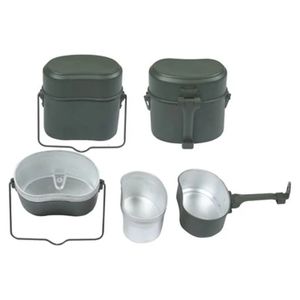 Portable Camping Mess Kits 3 i 1 Cookware Cook Set Handing Army Kit Militär lunchlådor 240306