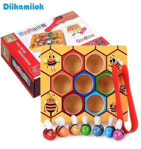 Wooden Building Block Leaning Children Montessori Early Education Beehive Game Childhood Color Cognitive Clip Small Bee Educatinal4039626