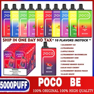 Da USA Poco BE5000 Penna Vape usa e getta Sigaretta elettronica Bobina a rete 5000 sbuffi Vapore Flusso d'aria ricaricabile 14ML 10 gusti Dispositivo e Cigs Vaporizzatori soffio 7000