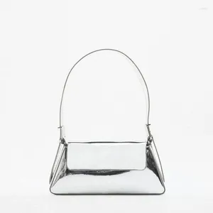 Akşam çantaları gümüş pu deri omuz çantası kadınlar için 2024 marka tasarım bayanlar basit çanta kadın parti kavramaları küçük tote