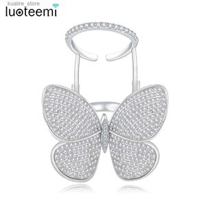 Pierścienie klastra Luoteemi Wysokiej jakości koreańskie modne pierścionki motylowe dla nastolatków mikro utwardzonych lśniącą wieżącą biżuterię na przyjęcie świąteczne L240315