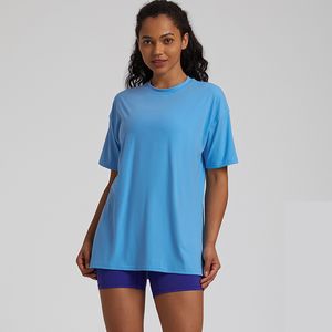 camicia da donna di yoga da donna maglietta a maniche corta sport fitness traspirato di colore solido ll4075