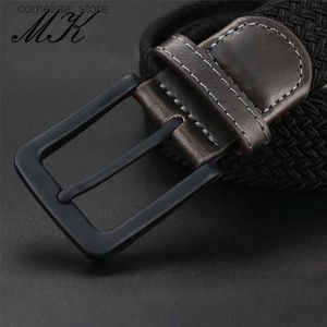 벨트 Maikun Canvas Belts for Men Fashion Metal Pin Buckle Militaric Tactical Strap 바지를위한 수컷 탄성 벨트 청바지 Y240315