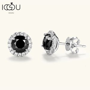 IOGOU 6 мм 08ct круглые черные серьги-гвоздики для женщин и мужчин Роскошные оригинальные ювелирные изделия из стерлингового серебра 925 пробы с сертификатом 240227