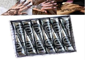 Golecha 12 peças 25g preto natural mehndi cones de henna pasta de tatuagem de henna indiana para tatuagens temporárias adesivo mehndi pintura corporal 1098552