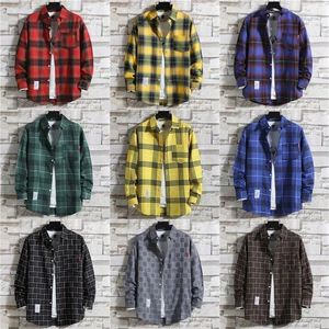 Men's Casual Shirts 2024 Checkered Shirt Long Sleeved Korean Fashion Spring And Autumn Top Slim Fit Handsome High End Design Japanese