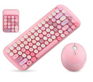 Gelékam trådlöst tangentbordsmuskombinationer för Desketop Laptop Notebook 24G Wireless Number Pad Pink Girl Tangentboard och Mouse12213203