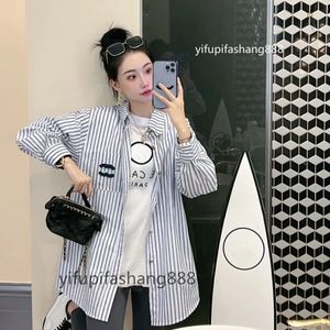 Designer's Top Channel Women Shirts Long Sleeve Tops Shirt Breattable Women Clothing Tees Celi Spring Summer Luxury Fashion Stripe Shirt White Bluses grossist