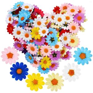 Dekoratif Çiçekler 150 PCS Saç Pin Daisy Craft El Sanatları için Sahte Kılavuz Kafalar Yapay Ayçiçeği