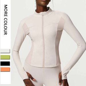 Lu Align Lemon Long Sleeve Women Yoga Shirt nära passande sport som kör Top With Thumb Holes Gym Jacket Workout Athletics Coat Sweatshirt