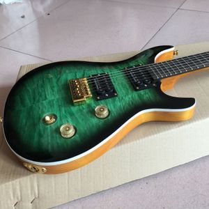 Fabrika özelleştirilmiş elektro gitar yeşil el yapımı 6 telli, yüksek kaliteli