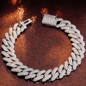 Fabrikspris 10mm 14mm 7 8 9 16 18 20 22 24 26 tum 925 Silver D VVS Moissanite Miami Iced Out Cuban Link Chain