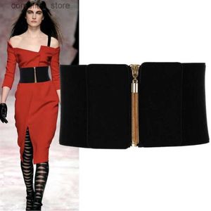 Belts Wide Plus Size Female Corset Belt Ladies Designer Belts For Women High Quality Big Stretch Cummerbunds Elastic Waistband GoldY240315