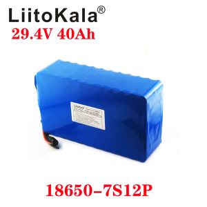 LiitoKala 29.4V 40AH 7S12P Electric Bicycle Lithium Battery 700W 24V Electric bike battery use 18650 3400mah cell with 15A BMS