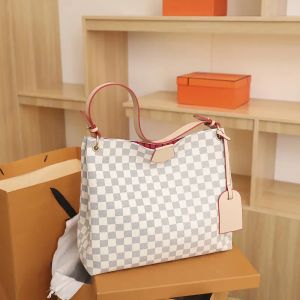 Classic Flower Graceful Hobo Bag Designer Handbags Leather White Grid Totes Women Shoulder Bags Magnetic Closure Zipped Inside Pocket 3