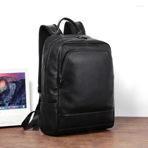 バックパックメンズバックパック高品質の柔らかい本物の革シンプルデザイナーラップトップスクールバッグ大規模旅行バッグ