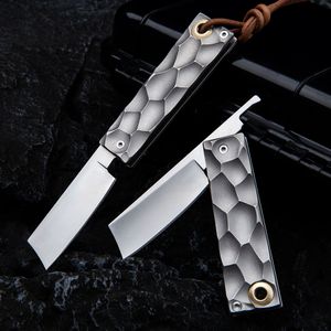 Top Quality A5025 High End Pocket Folding Knife D2 Satin Razor Blade CNC TC4 Titanium Alloy Handle Outdoor Camping Hiking Fishing EDC Pocket Knives