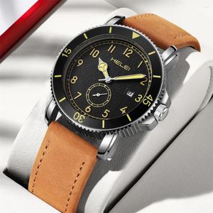 Relógios de pulso Helei Sport Men Watch Top Exército Militar À Prova D 'Água Masculino Relógio Quartz Negócios Original Couro Relógio de Pulso 9002B