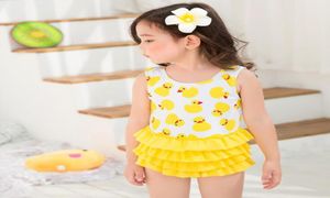 PROSEA Summer Girls Yellow Duck Onepiece Swimsuits Baby Girls Mini Dress Swimwear Bathing Suit Kids Beachwear5988572