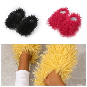 Sandals Hot Selling Fur Slippers Mules Woman Daily Wear Fur Shoe Whites pink Black brown Metal Casual Flats Shoe Trainer Sneakers GAI soft