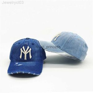 Czapki do czapki/czaszki Nowy dorosły wypoczynek vintage dżins My NY Embery Baseball Hat Women Botton Sport Hip Hop Snap Golf Gorros Z230815GZHO