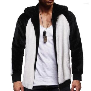 Men's Hoodies Winter Casual Black And White Coat With Hat Warm Long Sleeved Fashionable Male Zipper Hooded Clothes