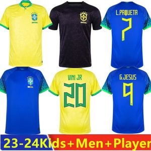 23 24 Brasil camisas de futebol Brasil camisas retrô CASEMIRO VINI JR RICHARLISON PELE 98 2002 2004 Carlos Romario Ronaldinho camisa de futebol 1994 2006 RIVALDO Kids kit