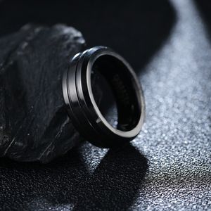 Anello in acciaio al tungsteno da 8 mm Gioielli hip-hop da uomo Fedi nuziali punk per gioielli di moda da uomo