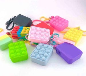 Kids Boys Girls Mini Bubbles Popper Bag Sensory Rubber Silicone Purses Key Ring Push Pop Bubble Puzzle Cases Wallet Coin Bags Keychai5471061