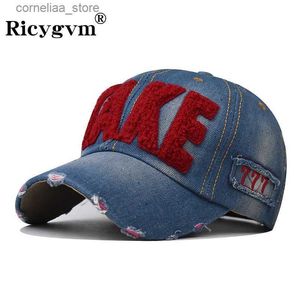 Boll Caps Ricygvm Hip Hop Baseball Hat For Women Men Retro Letter Peaked Cap Fashion Denim Duck Tongue Cap Unisex Outdoor Sun Visors Gorray240315