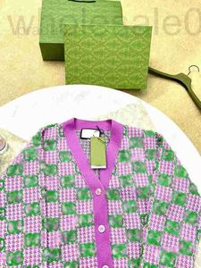 Kvinnors tröjor Designer Designer G Autumn Round Neck Long Sleeve Pullover Double Shoulder Button Stripe Kontrast Knit V-Neck Cardigan Loose and Simple Dress ELB2