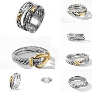 David y Wedding Połącz Twisted Pierścień 925 Srebrny diamentowy pierścionek Pierścień Dannera Pierścionki dla kobiet luksusowe biżuterię Woman Braided urodzinowy prezent codzienny strój