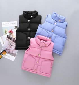 Gilet in cotone per bambini Solido Gilet per ragazzi Giubbotto monopetto per ragazze Caldo Capispalla per bambini Inverno Abbigliamento per bambini 6 colori DW44426483943