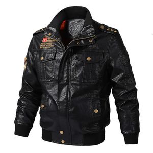 2022 Autumn Winter Mens Leather Slim Pu Jacket Male Windproof Motorcykel Stand Collar Baseball Jackets Män överdimensionerade 6xl 40 S