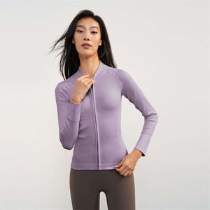 Lu Align Lemon Giacca sportiva a coste Donna Autunno Inverno Maniche lunghe Zip intera Fiess Yoga Cappotto Corsa per il tempo libero Palestra Colletto da baseball Giubbotti