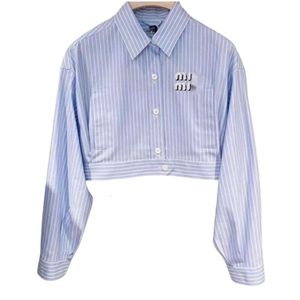 Projektowanie koszuli miumius luksusowe oryginalne koszule damskie bluzki damskie Premium Pink Stripe Shirt Womens Nowa wiosenna/letnia koszula