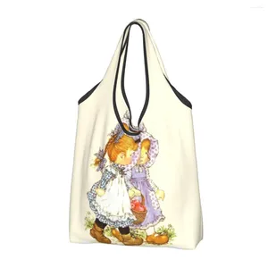 Alışveriş çantaları özel karikatür Sarah Kay kadın portatif büyük kapasiteli bakkaliye kız tote alışveriş