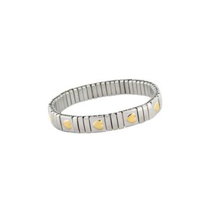 Bracciale con cinturino elasticizzato con catena a maglie a forma di cuore in oro multistrato con cinturino in acciaio inossidabile all'ingrosso (6 pezzi / lotto) per le donne