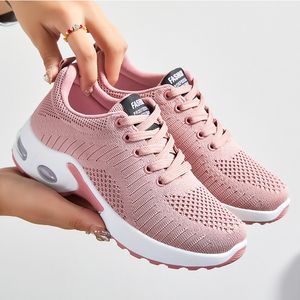 Sapatos femininos vermelhos tênis de malha para mulher respirável plataforma sapatos de caminhada luz tênis senhoras calçado de treinamento atlético