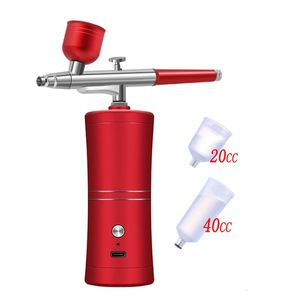 Mini Paint Spray Gun Rechargeable Portable Mini Air Compressor Kit Air-Brush Airbrush For Nail Art Tattoo Craft Cake Fog Sprayer 240304