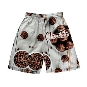 Herr shorts chokladmönster strand och kvinnokläder 3d digital tryckning casual mode trend par byxor