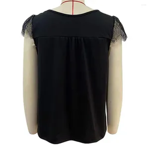 Blusas femininas de cor sólida pulôver topos elegantes com decote em v renda casual verão streetwear roupas elegantes para fashionistas da moda