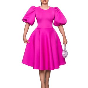 Designer Dresses Summer Women Round Neck Puff Sleeve Waisted Gown Dress A-line Dresses Fashion Pleated Skirt Sexy Night Club Party Wear Spring Women's Clothing S-3XL