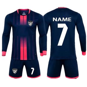 Crianças conjuntos de camisas de futebol dos homens meninos roupas de futebol terno longo manga curta crianças uniformes de futebol treino jérsei kit 240305