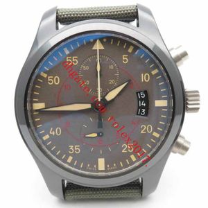 Ens Basel World ZF Factory Pilot Chronograph Asia 7750 Valjoux Automatisk grön nylonklädd kalvläder titta gröna urtavla män armbandw299w