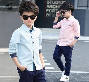 Barnkläder Spring Autumn Boys Cotton Blauses Kids Boys Long Sleeve Shirt Barn modetröja 515 år Turnown Collar9081835