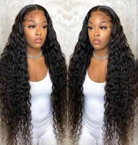 Deep Wave Frontal Wig 150 Curly Human Hair Wig 30 In Transparent Tpart Brazilian Wet And Wavy4377089