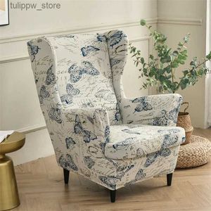 Capas para cadeiras Stretch Wing Chair Cover Padrão Borboleta Spandex Poltrona Capas Nordic Removível Relax Sofá Slipcover Com Capa de Almofada de Assento L240315