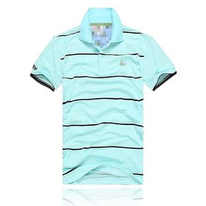 Camiseta casual clássica masculina da marca masculina com lapela bordada e tampo de secagem rápida respirável, camisa de negócios de verão, tamanho asiático s-xxxl